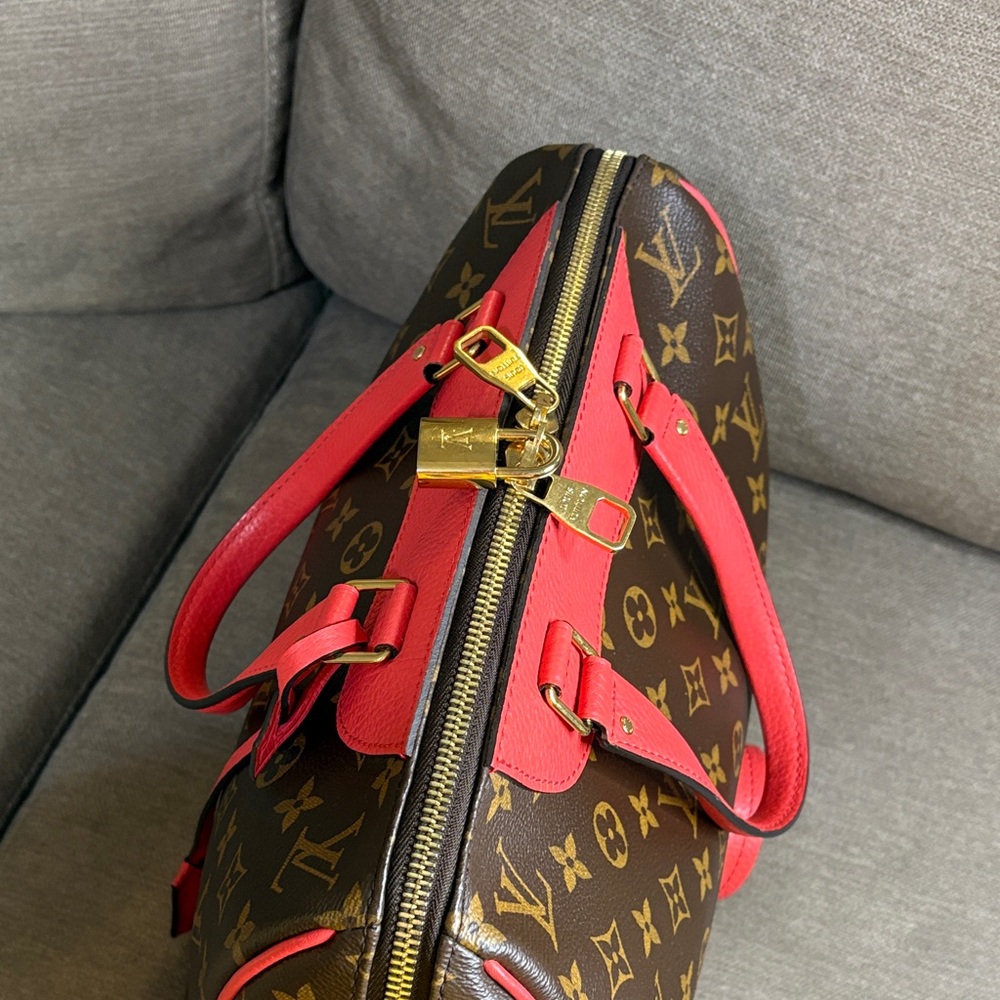 Louis Vuitton Retiro NM Monogram Bright Coral Trim Satchel Bag - Picture 6 of 14